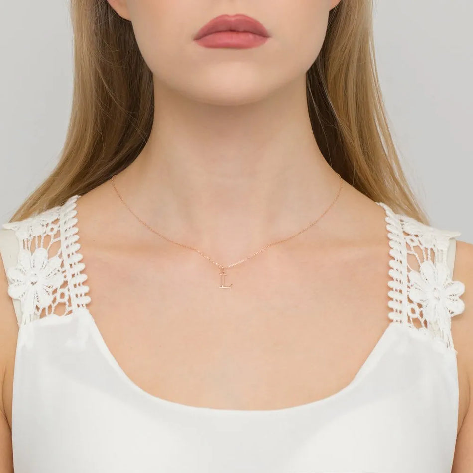 Gold Pendant with Diamonds Letter L