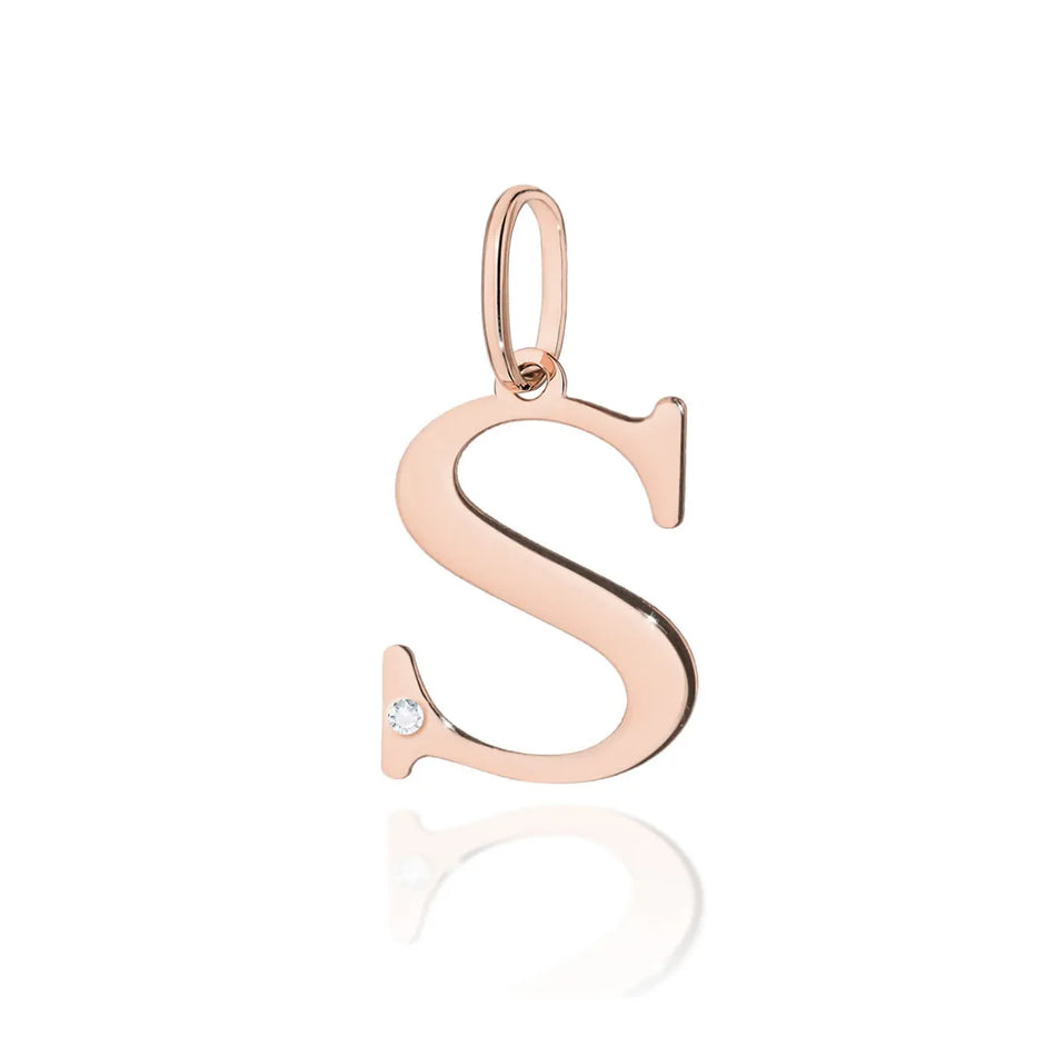 Gold Pendant with Diamonds Letter S