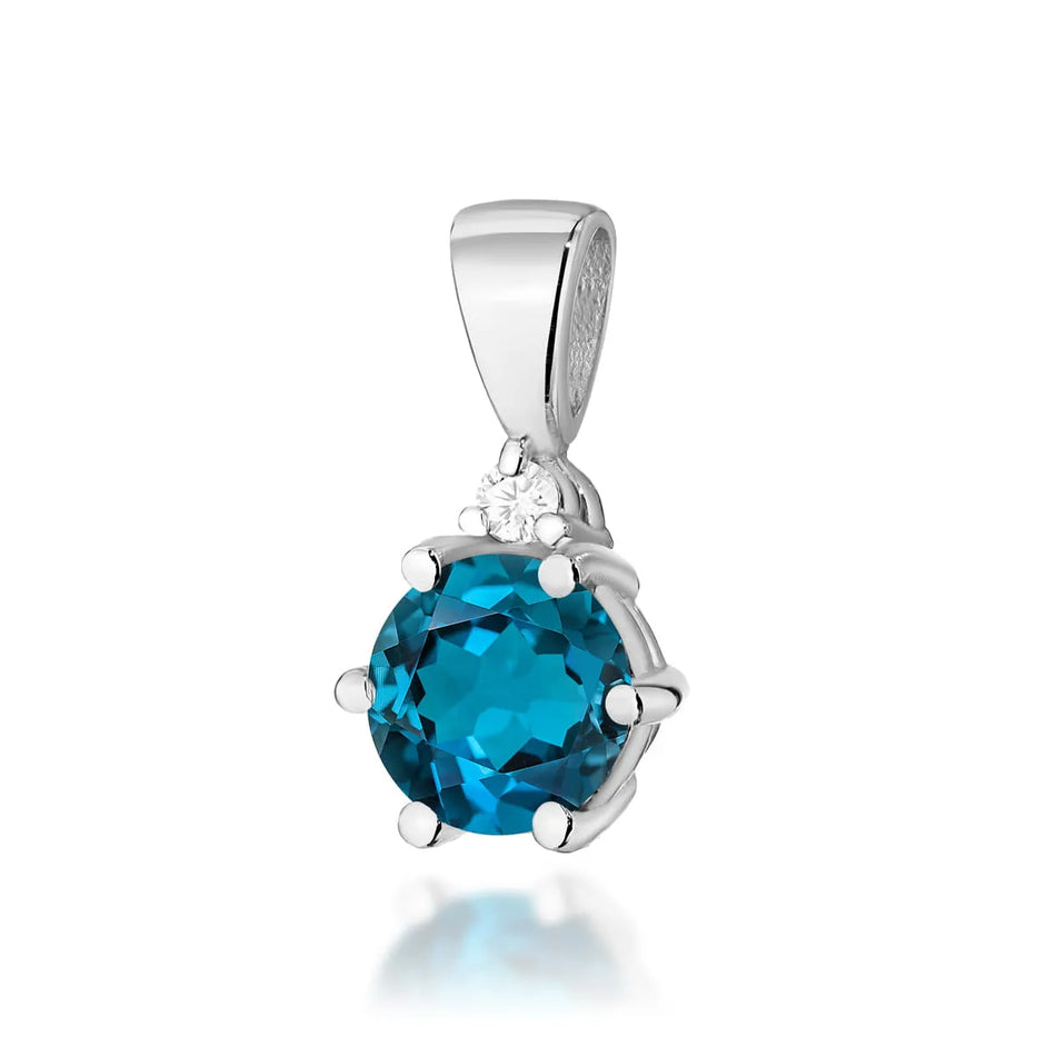 Gold Pendant with 0.50ct Topaz London Blue and 0.015ct Diamonds