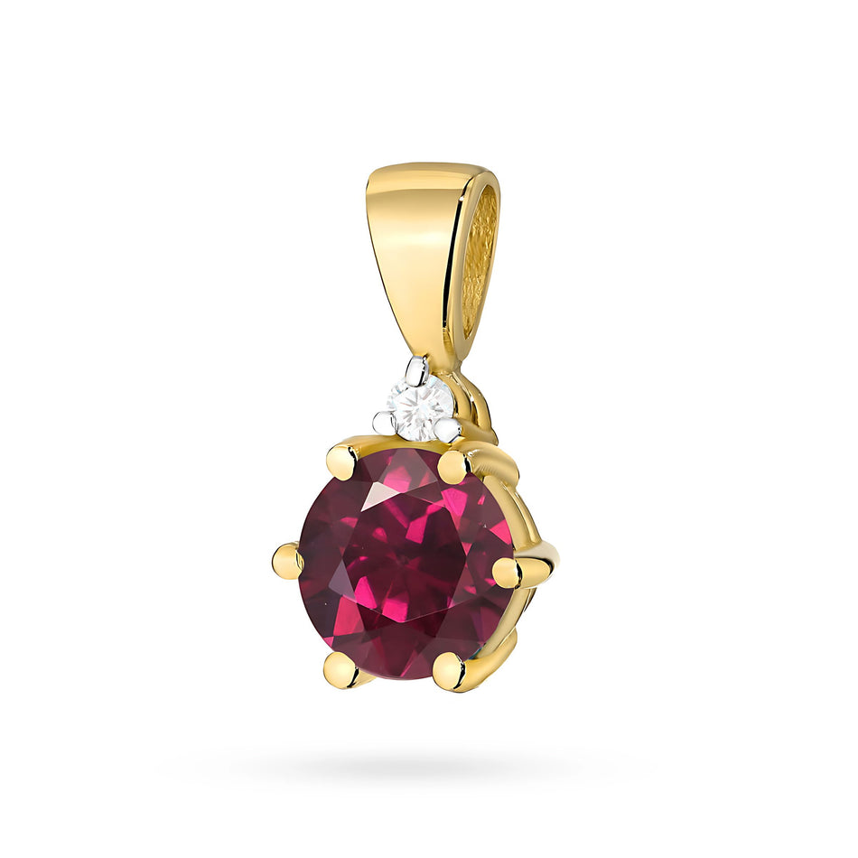 Gold Pendant with 0.60ct Rhodolite and 0.015ct Diamonds