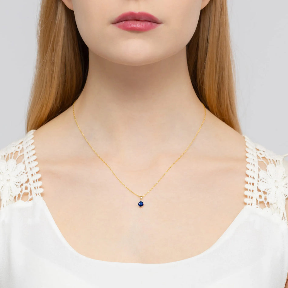 Gold Anhänger mit 0,50 ct Saphir und 0,015 ct Diamanten