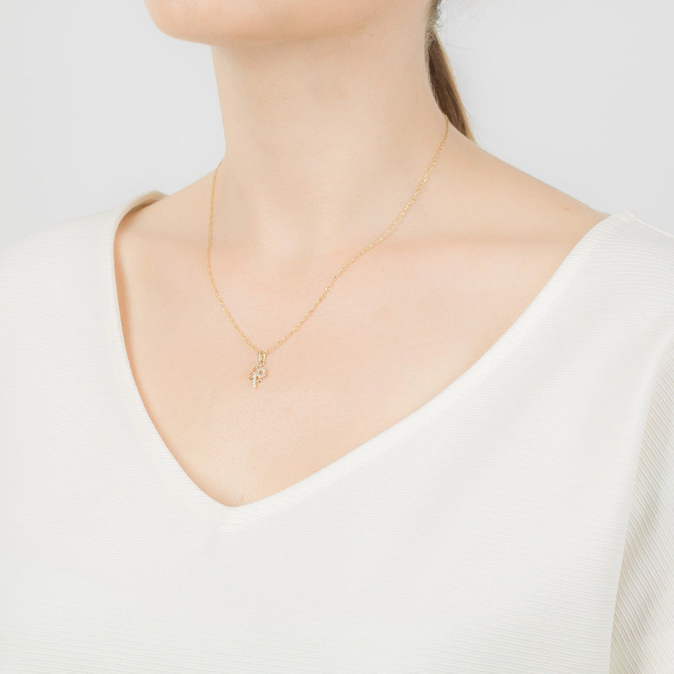 Zlatý přívěsek se zirkony Štěstí čtyřlístek