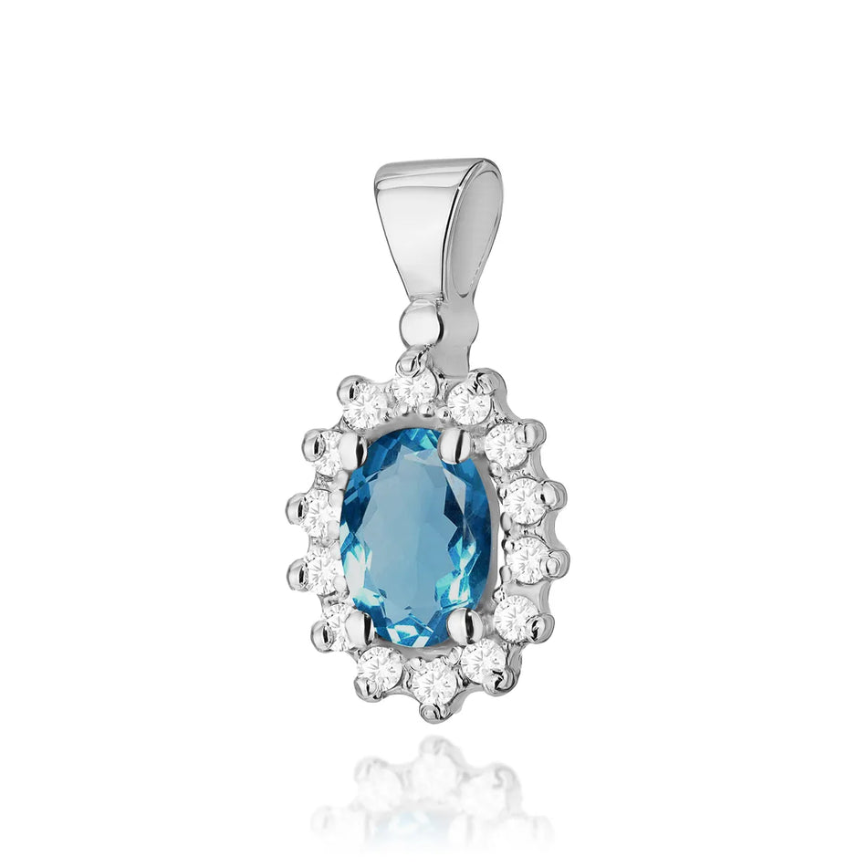 Zlatý přívěsek s 0,50ct topazem London Blue a 0,12ct diamanty