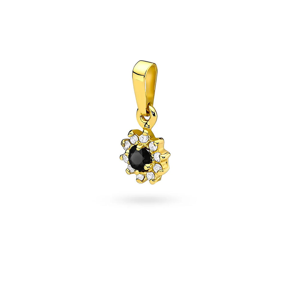 Gold Anhänger mit 0,12 ct schwarzem Diamant und 0,086 ct Diamanten