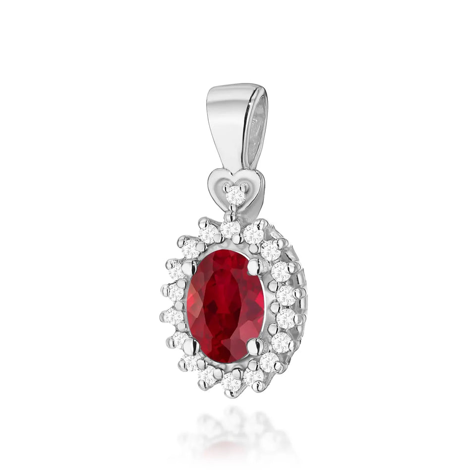 Gold Pendant with 0.60ct Ruby and 0.095ct Diamonds