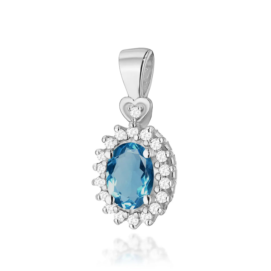 Zlatý přívěsek s 0,50ct topazem London Blue a 0,095ct diamanty