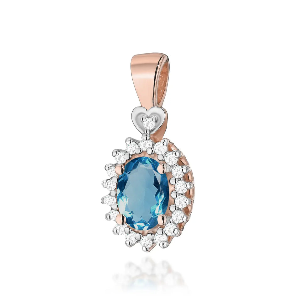 Zlatý přívěsek s 0,50ct topazem London Blue a 0,095ct diamanty