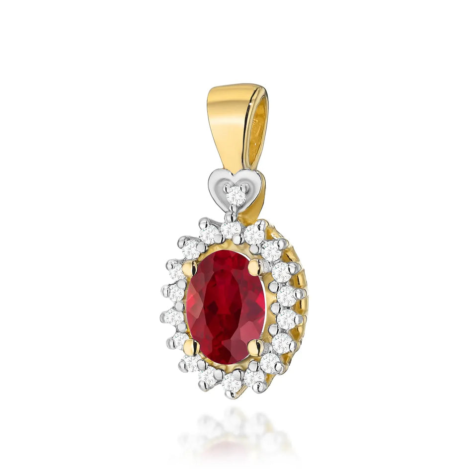 Gold Pendant with 0.60ct Ruby and 0.095ct Diamonds