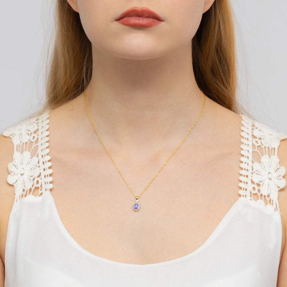 Zlatý přívěsek s 0,40ct tanzanitem a 0,095ct diamanty