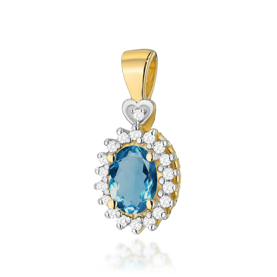 Zlatý přívěsek s 0,50ct topazem London Blue a 0,095ct diamanty