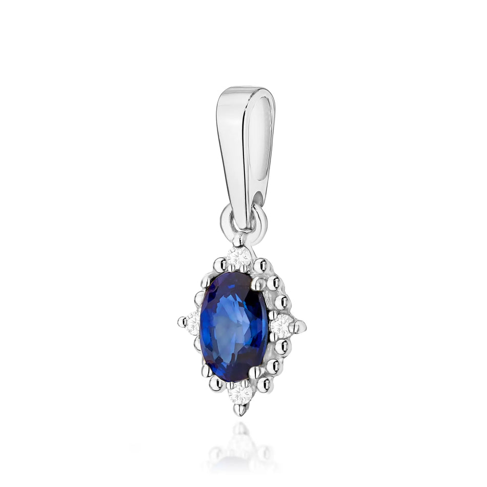 Gold Pendant with 0.30ct Sapphire and 0.02ct Diamonds