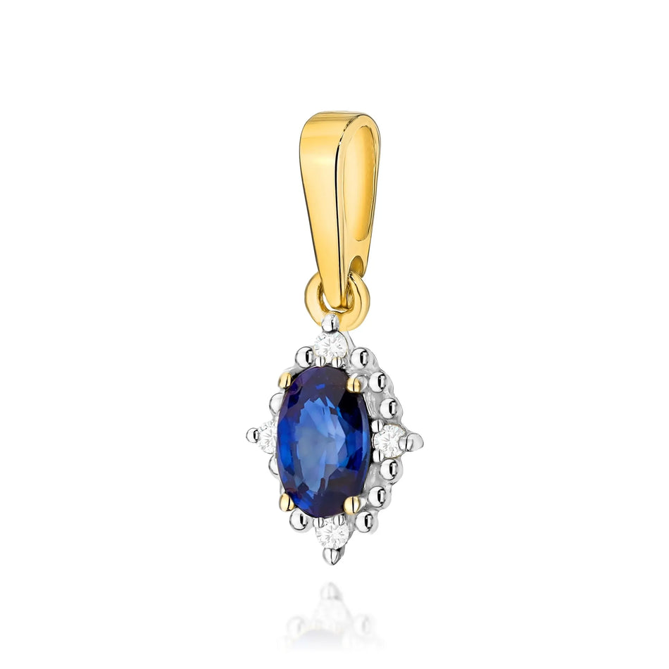 Gold Pendant with 0.30ct Sapphire and 0.02ct Diamonds