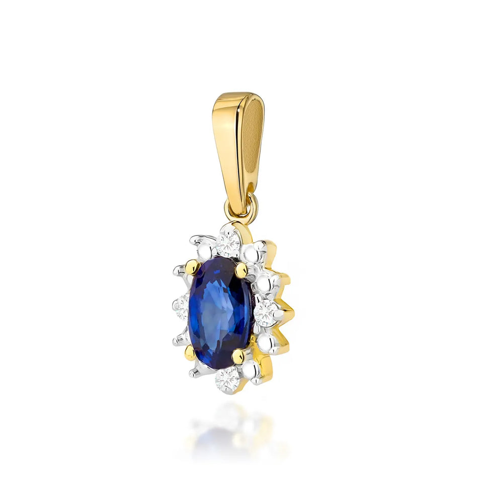 Gold Pendant with 0.30ct Sapphire and 0.02ct Diamonds