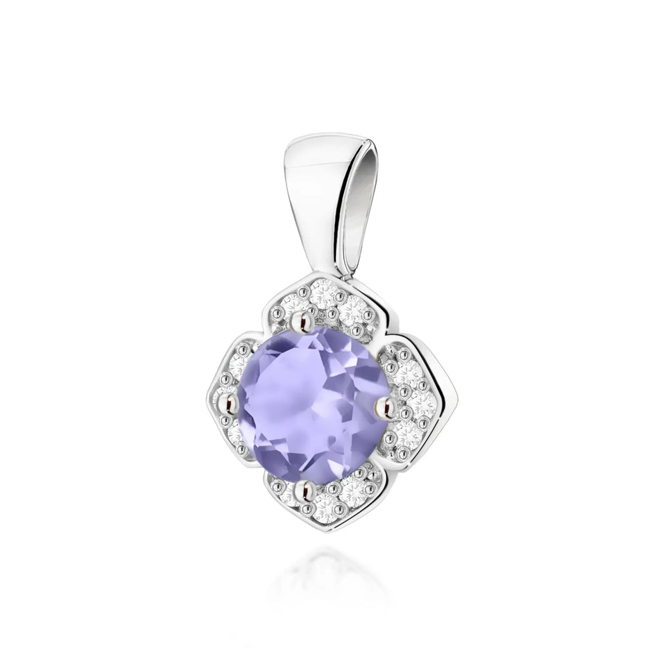 Gold Anhänger mit 0,50 ct Tansanit und 0,06 ct Diamanten