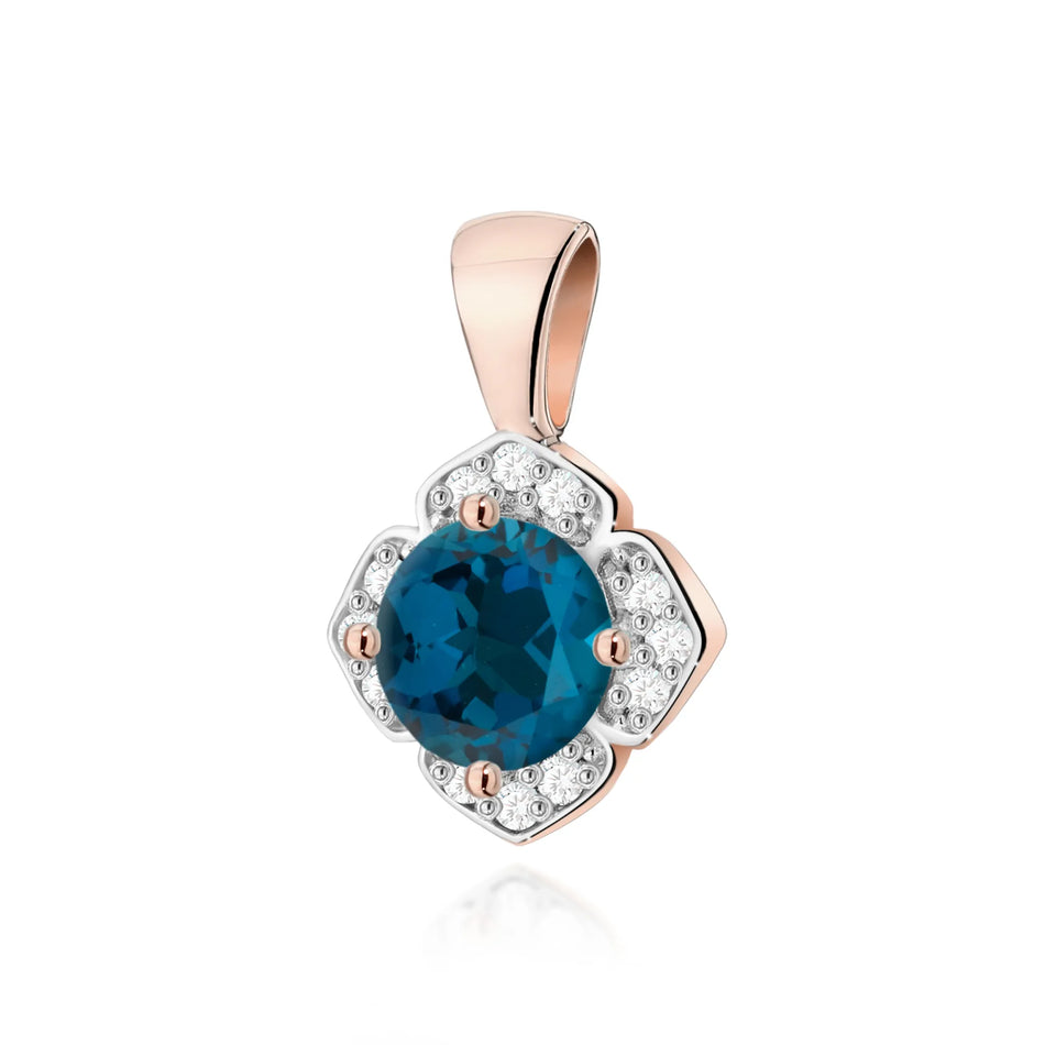 Gold Anhänger mit 0,50 ct Topas London Blue und 0,06 ct Diamanten