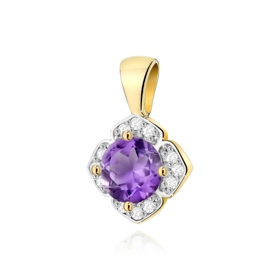 Gold Anhänger mit 0,50 ct Amethyst und 0,06 ct Diamanten