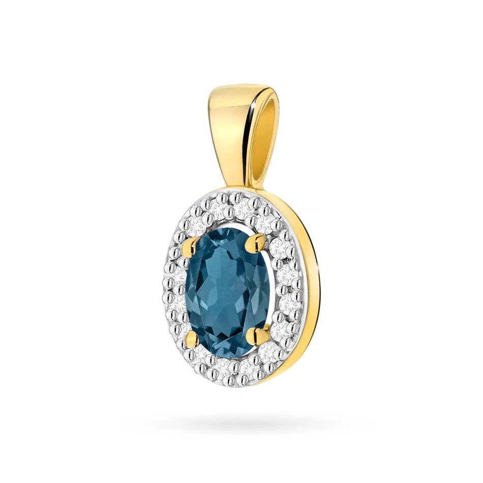 Zlatý přívěsek s 0,50ct topazem London Blue a 0,08ct diamanty