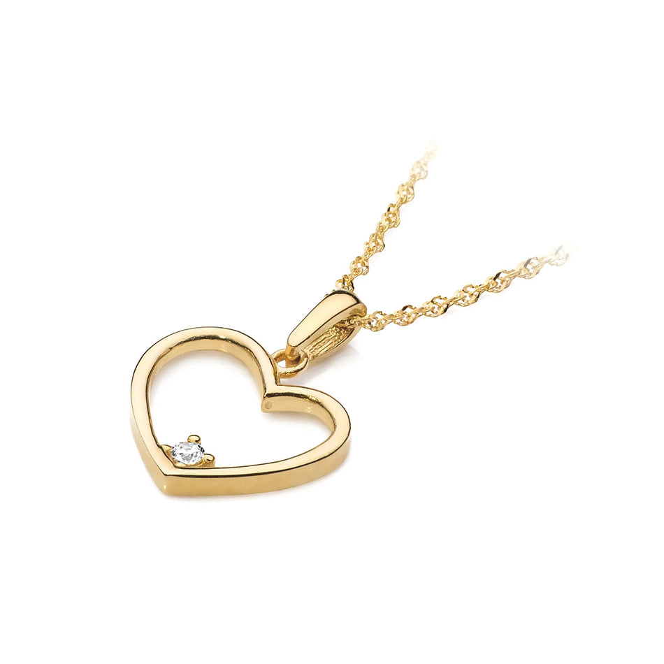 Gold Pendant with Zirconia Heart