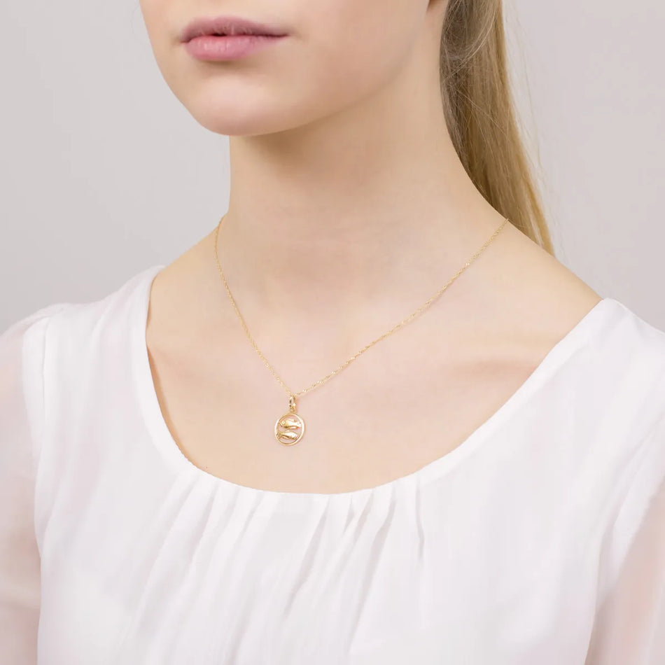 Gold Pendant Zodiac Sign Pisces