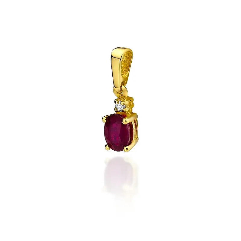 Gold pendant with ruby and diamond