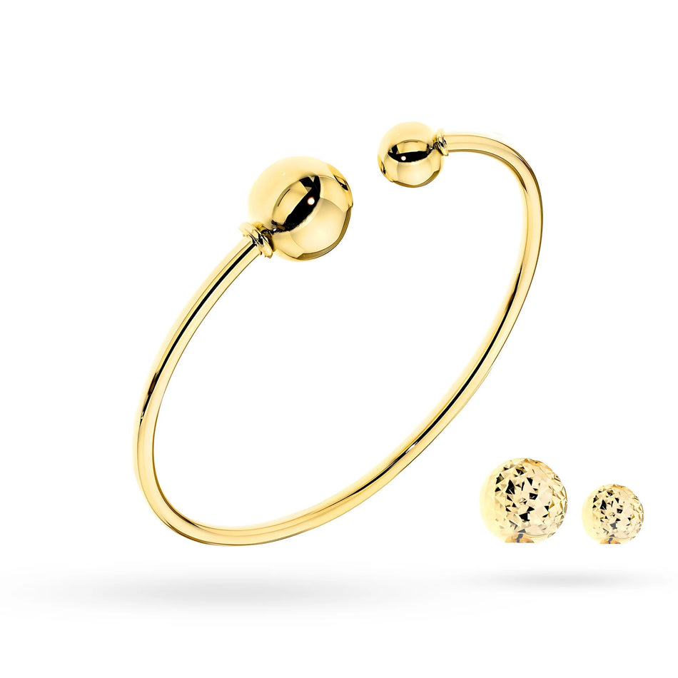 Masivní zlatý tuhý náramek se sadou vyměnitelných korálků