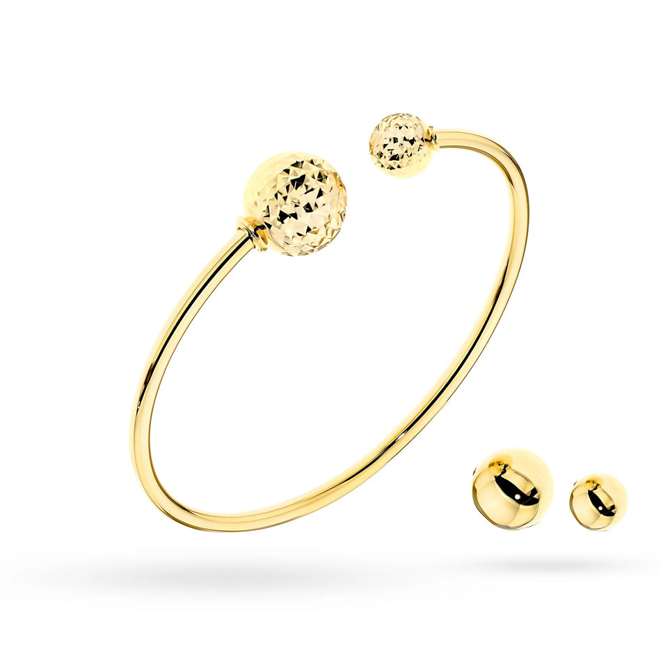 Masivní zlatý tuhý náramek se sadou vyměnitelných korálků