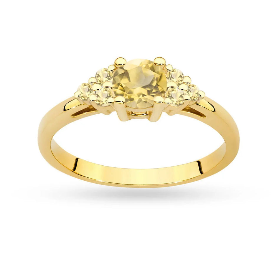 Gold Ring with 0,50ct Citrin and 6 Bronze Diamonds