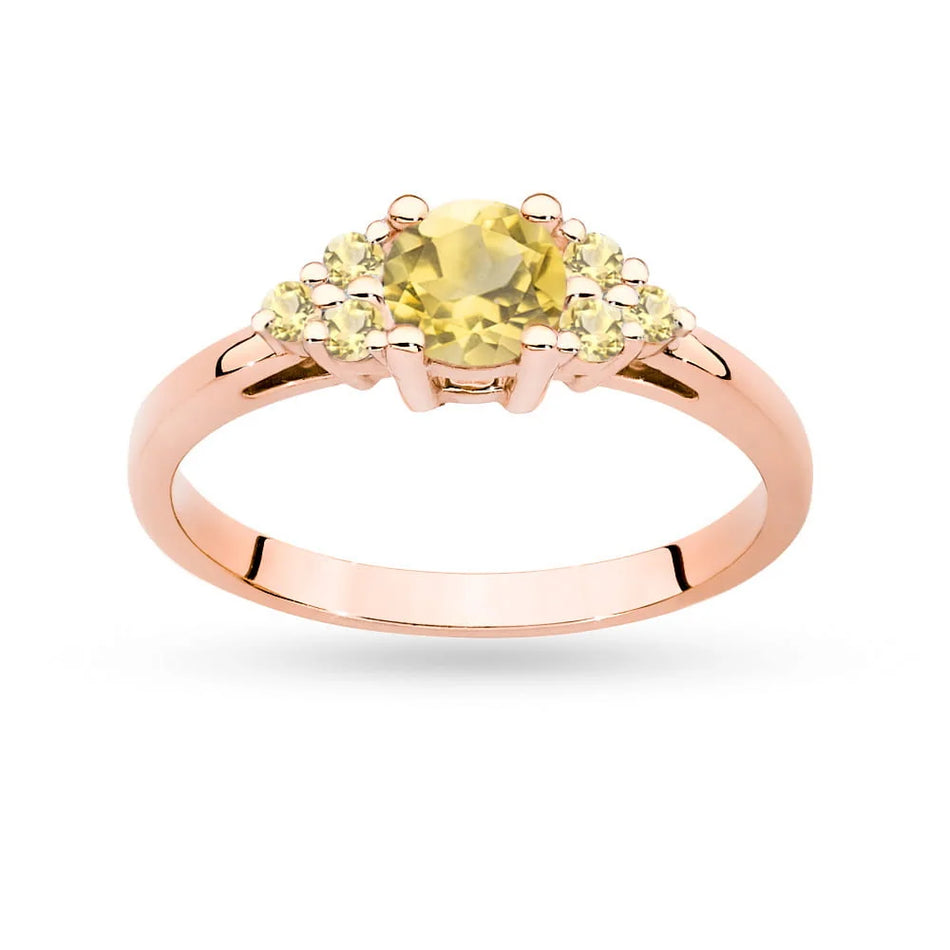 Gold Ring with 0,50ct Citrin and 6 Bronze Diamonds